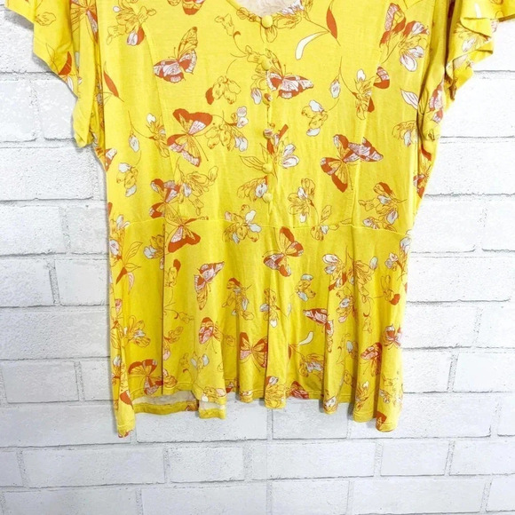 Modcloth Yellow Ruffle Butterfly Tee Women's Size Large - Picture 4 of 10